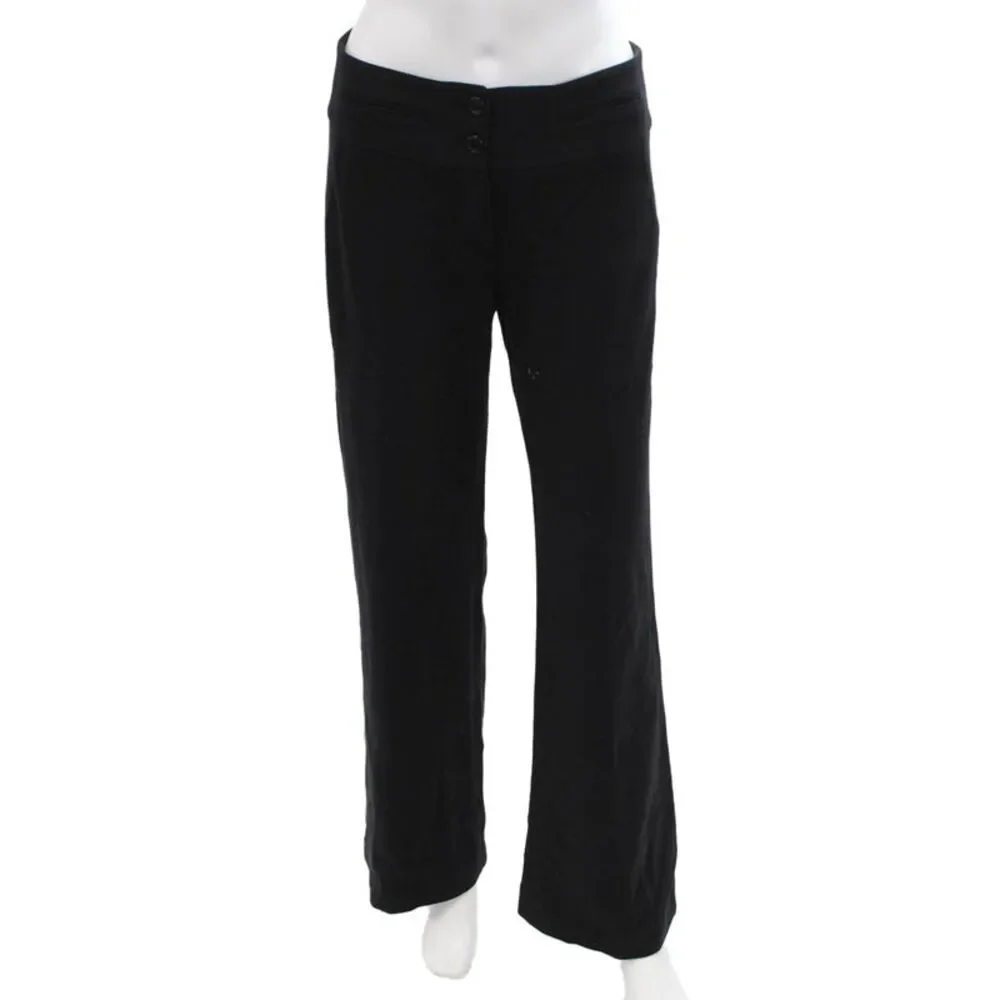 Theory Women Dress Pants Black Button Viscose Blend Size 4